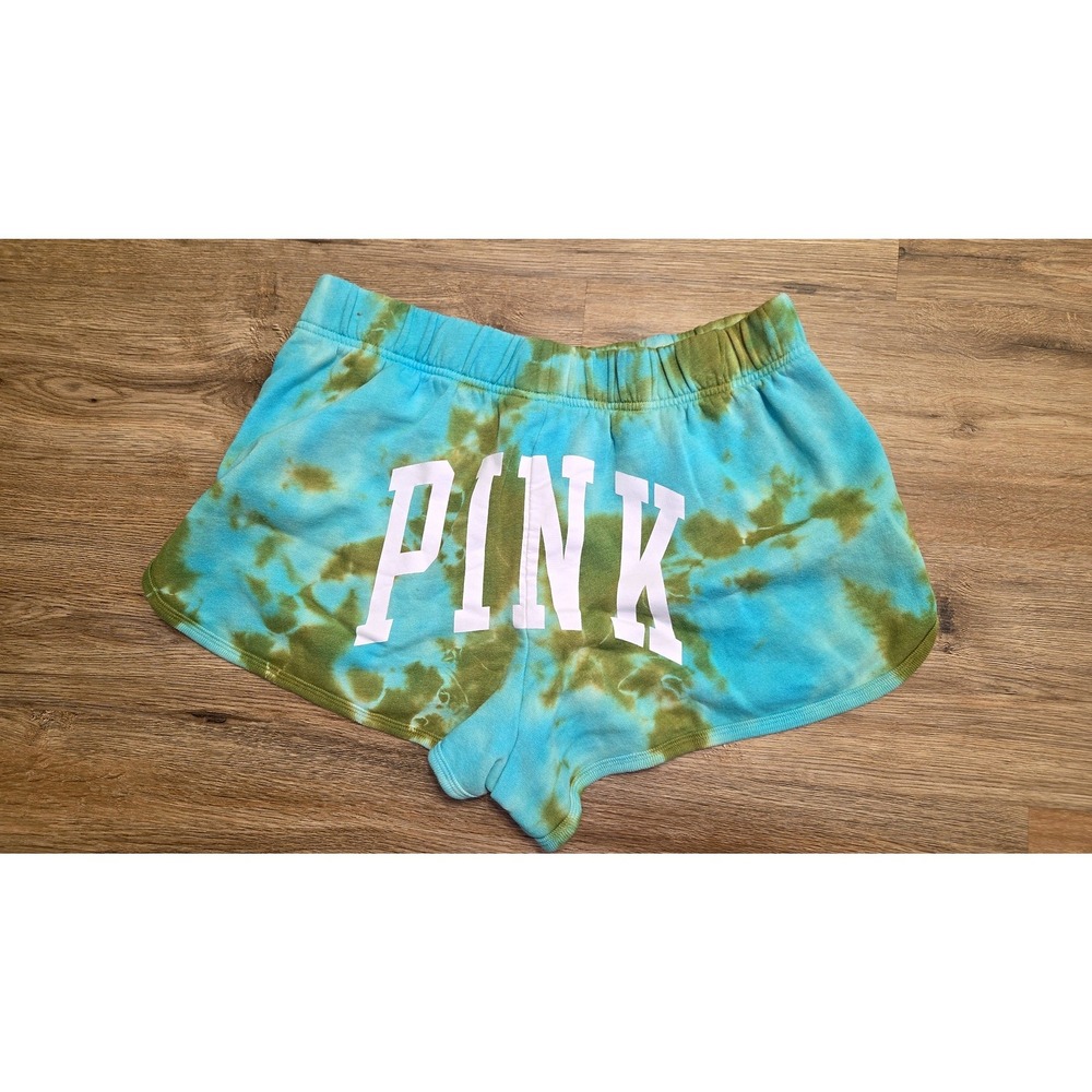 Victoria Secret Y2K size L Tie Dye PINK Sweat Lounge Mini Shorts